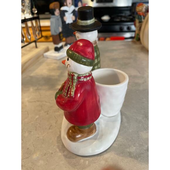 Yankee Candle Jack Frost Snow family Tea Light/toothpick holder Ceramic 6x6x4” - Picture 5 of 6